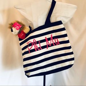 Phi Mu Black & White Striped Tote